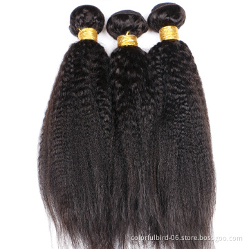 Wholesale Kinky Straight Human Hair  Peruvian Hair Bundles for black women Yaki Straight Bundles Remy hair